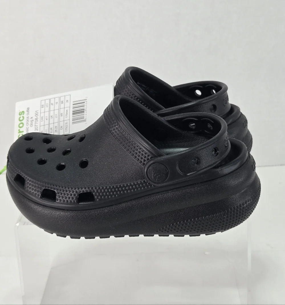 CROCS Unisex Classic Cutie Clog Black Slip-on Sandals Size C11 Toddler